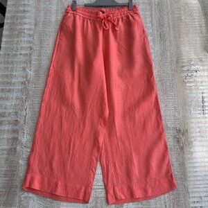 J. Crew Coral Wide Leg Seaside Linen Cropped Pant Trouser Size S